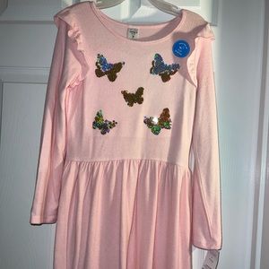 Girls Pink Butterfly Dress